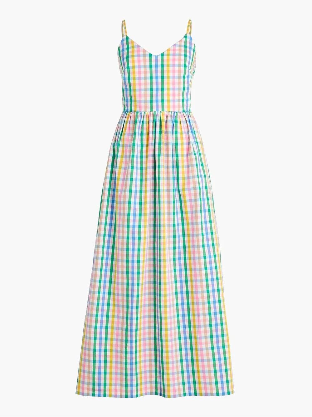 J. Crew Pastel Gingham Spaghetti-Strap Maxi Dress - Picture 1 of 2